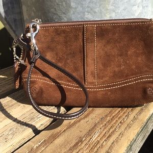 NWOT Brown Coach Suede Wristlet